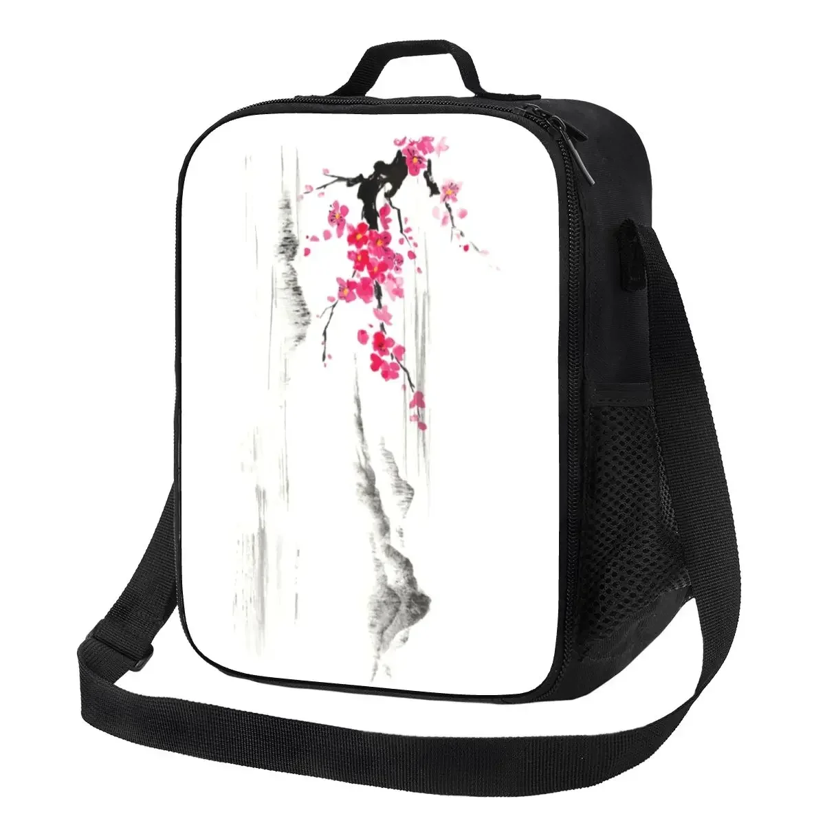 

Sakura Tree Cherry Blossom Insulated Lunch Tote Bag for Japanese Flower Portable Cooler Thermal Food Lunch Box Kids School