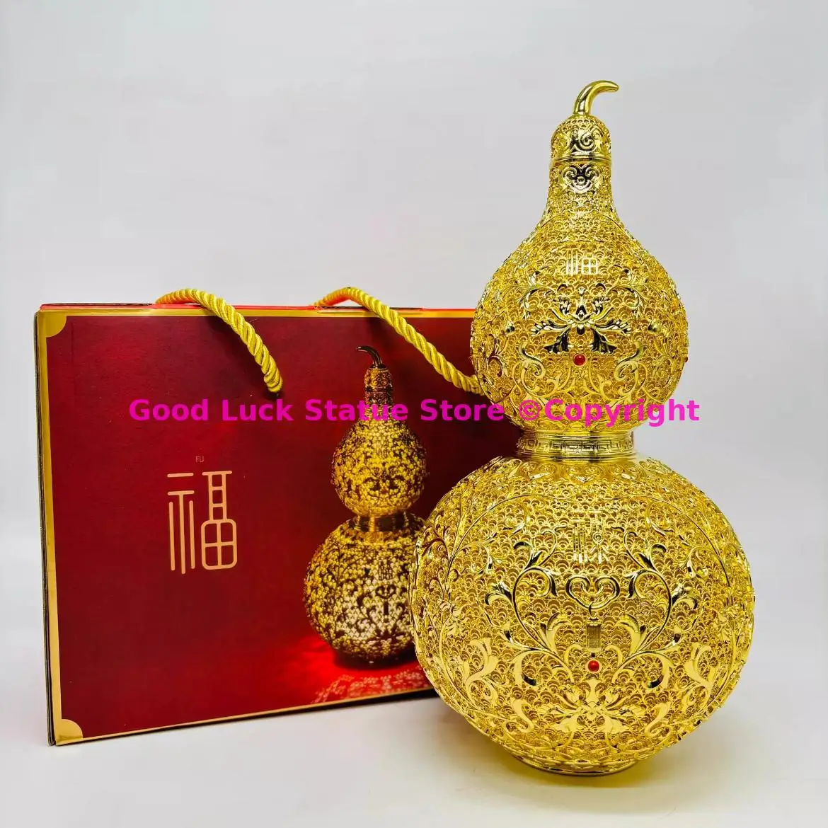 2025 ART HOME decorative lucky ornament Wealth 24k gold-plating FU SHOU gourd talisman bring good luck money Family prosperity