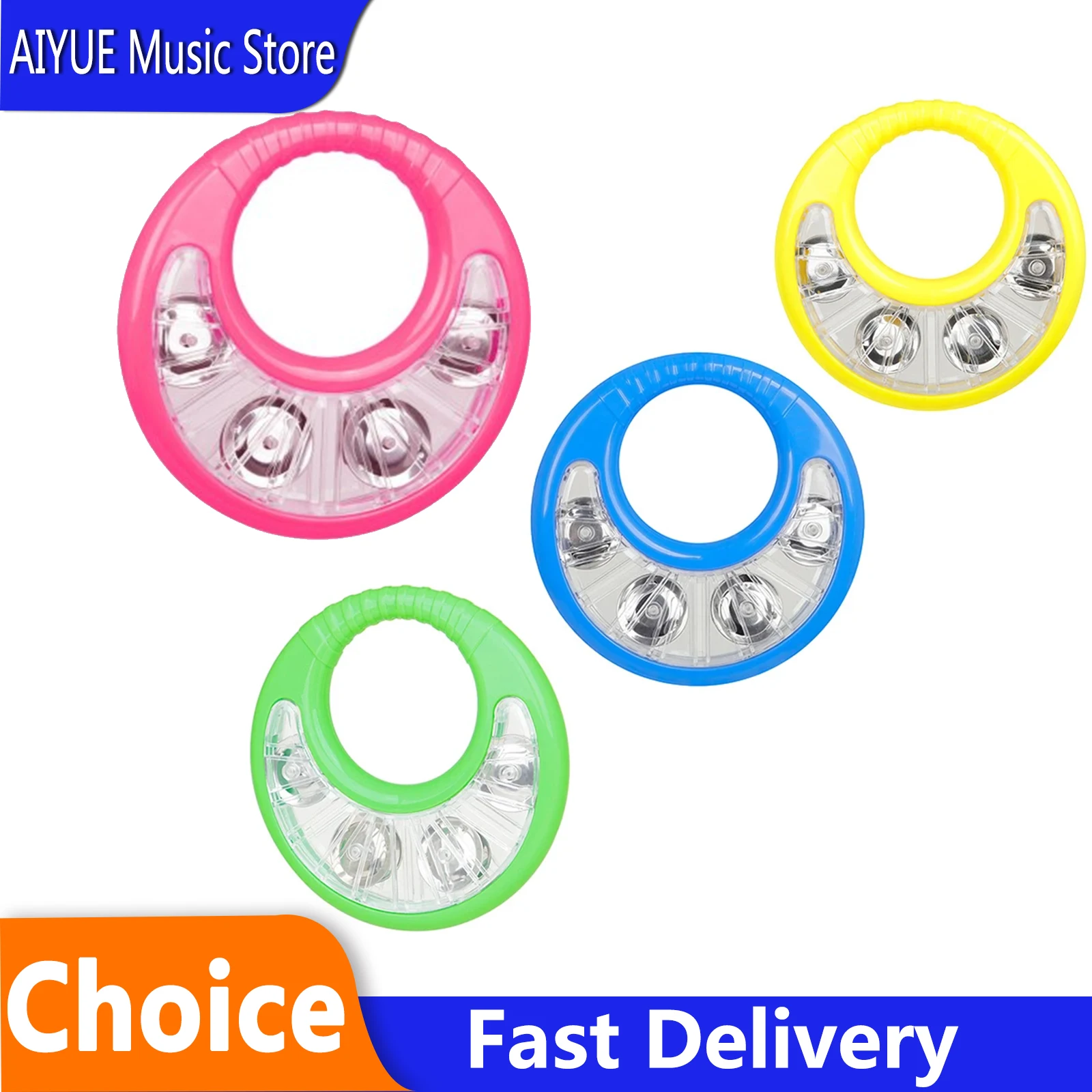 SLADE Hand Bell Multiple Colors Tambourine Double Sided Flower Drum Ring Percussion Instrument Early Enlightenment Classroom