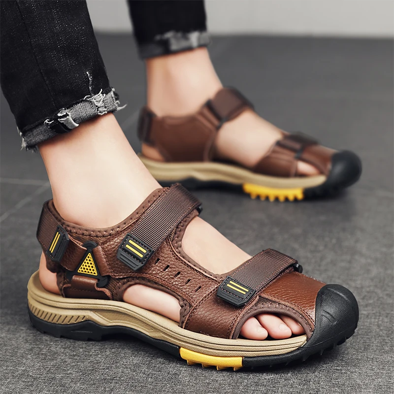 Men's Sandals New Breathable Sports Shoes Men's Sandals Leather Beach Sandals Fashion Men's Casual Shoes Outdoor Plus Size