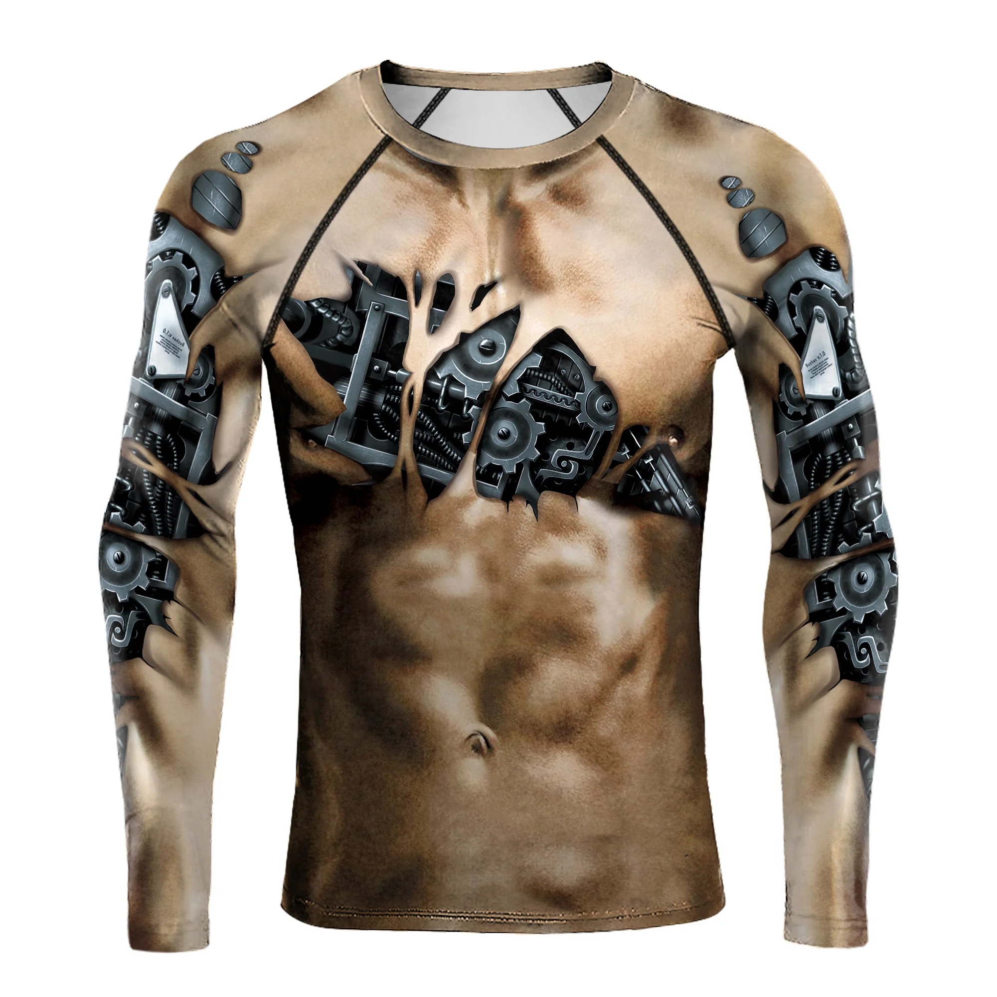 Zawaland-Camiseta con estampado 3D de músculos mecánicos para hombre, Tops de manga corta, ropa informal, ropa de calle