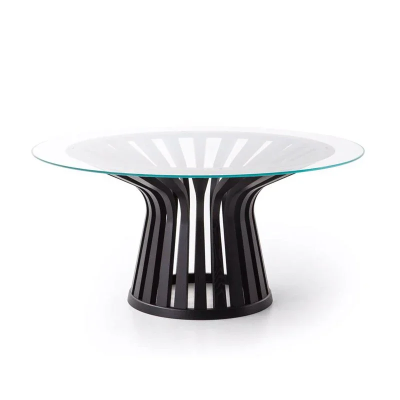 Lebeau wood table, glass marble solid wood round dining table, household and commercial dining table, 8072 combination table