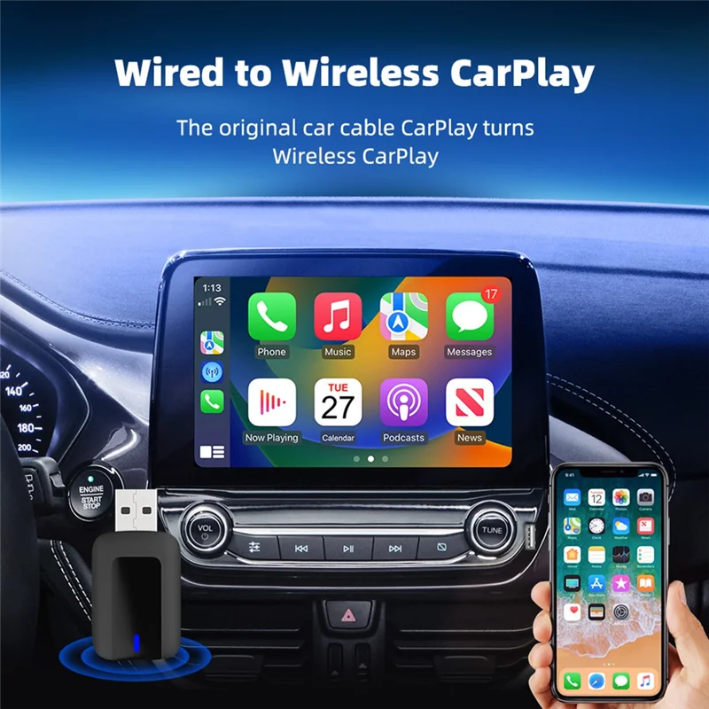 Wired To Wireless Carplay Android Auto Wireless Car Adapter Smart Mini Box Plug And Play Wifi 2 In 1 Car AI Box