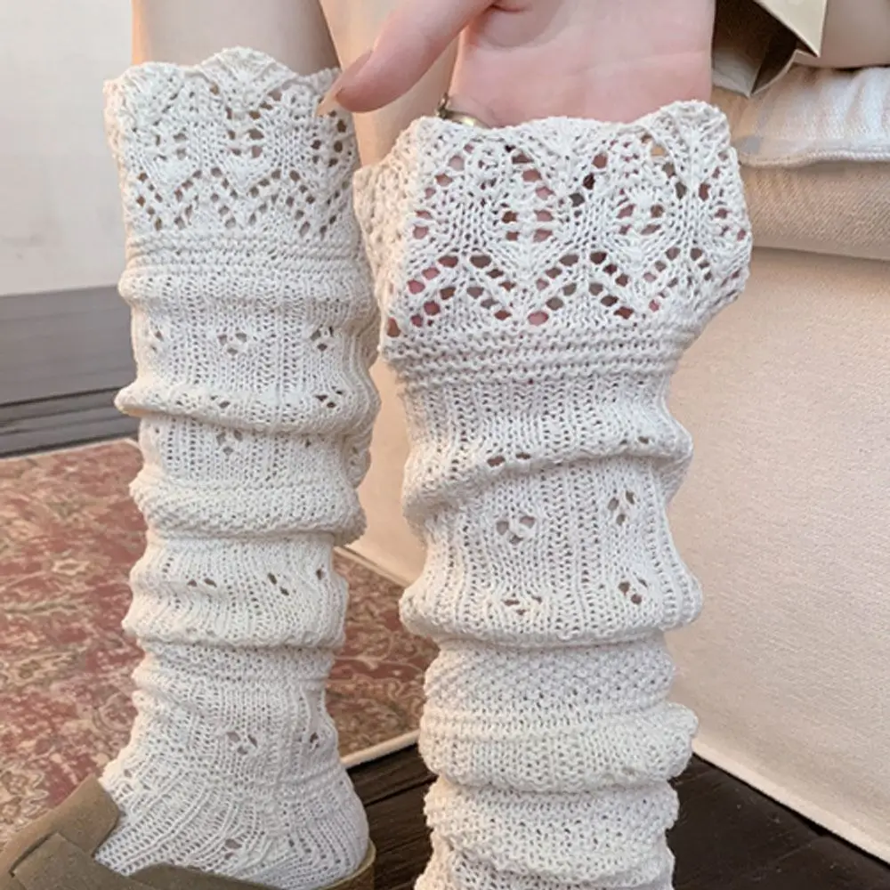 

Новые вязаные полые носки до середины икры, теплые дышащие длинные носки-трубочки, повседневные уличные носки-трубы в стиле Харадзюку для женщин и девочек