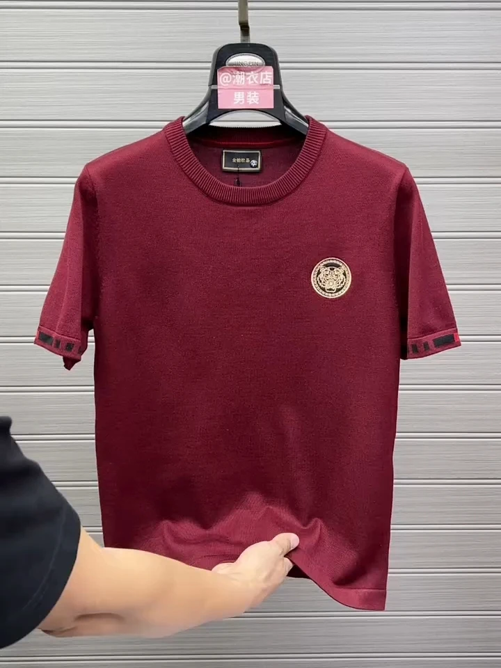 

Новая зимняя мужская трикотажная футболка с круглым вырезом, модная, универсальная, высокого качества, стандартного кроя, повседневная.