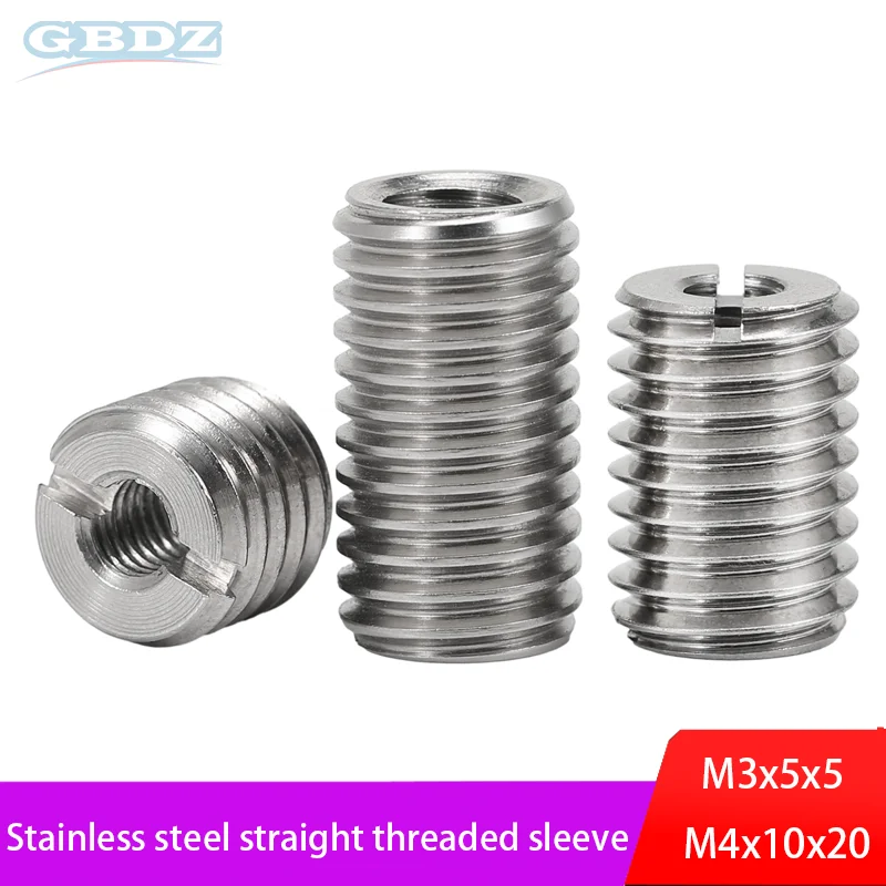 

304 Stainless Steel Sotted Inside Outside Self Tapping Thread Insert Adapter Screw Nuts Sleeve Converter Nut M3/M4