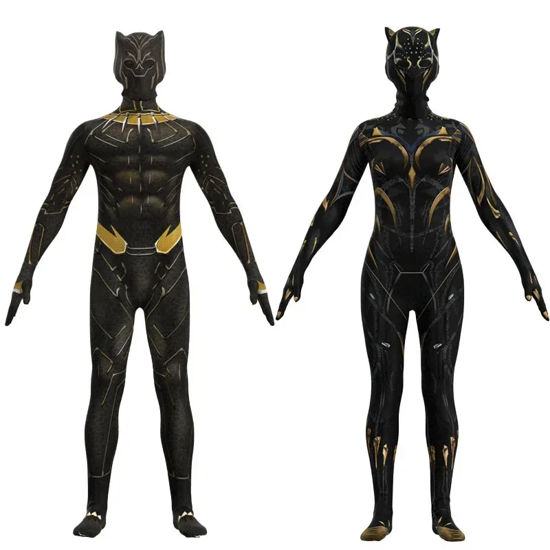 Costume da pantera nera Wakanda Forever Anime Supereroe Cosplay Tuta Tuta Zentai Suit Costume di Halloween Maschera Bambini Adulti
