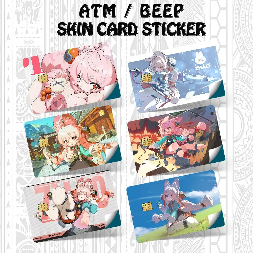 Game Zenless Zone Zero Zhao Credit Card Skin Stickers for Bank Card Bus Metro Card Sticker Waterproof