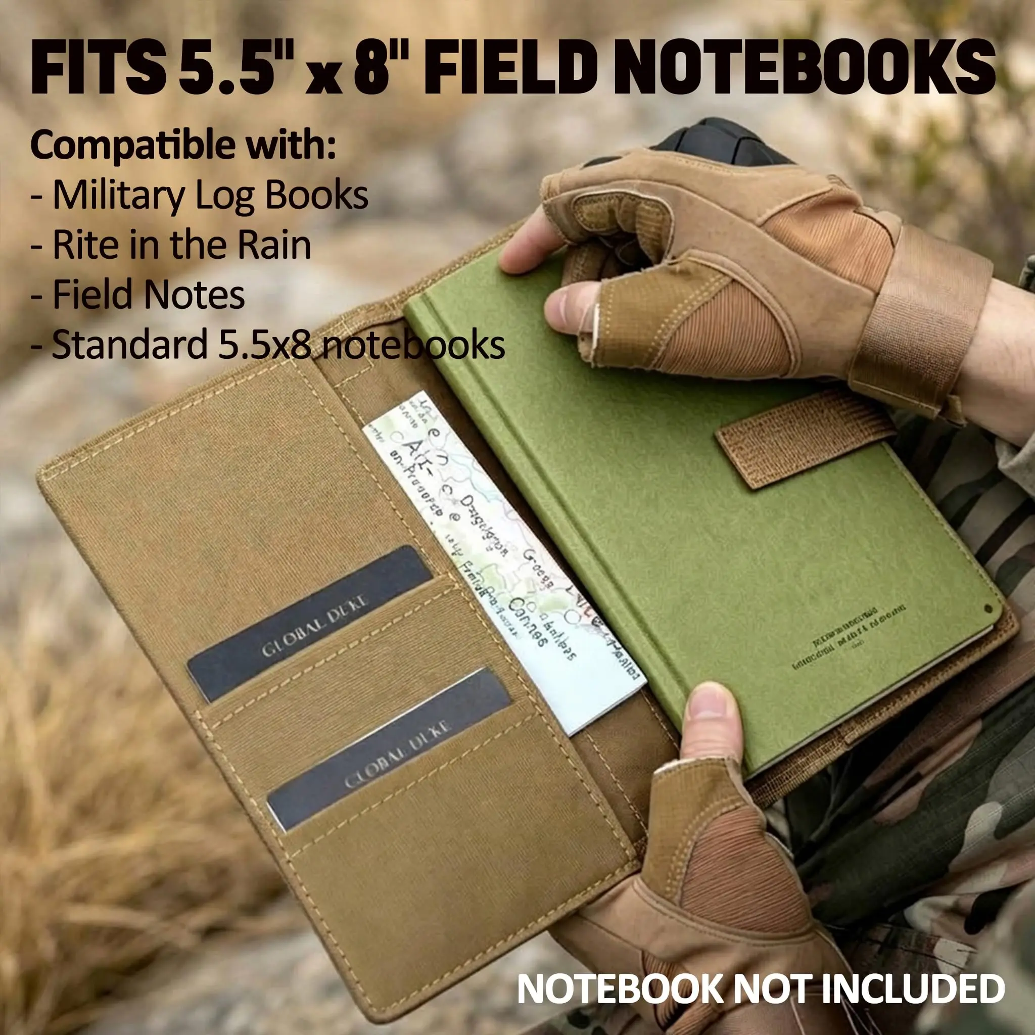 Tactical Notebook Cover for 5.5 X 8 Military Log Book Journal Cover Holder, EDC Planner Organizer for Protecting Notes, Book view 2