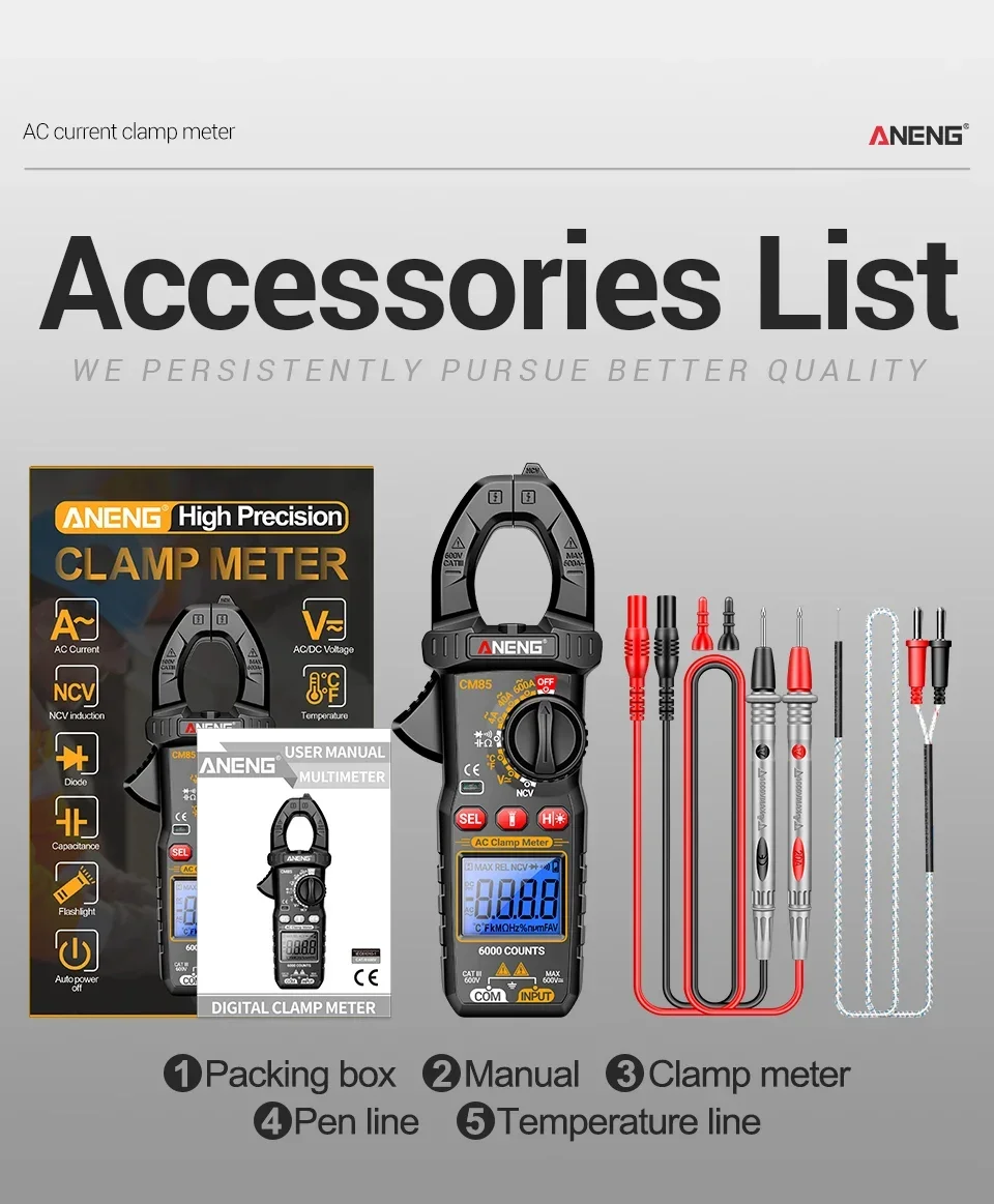 Aneng CM85 600A Ac …