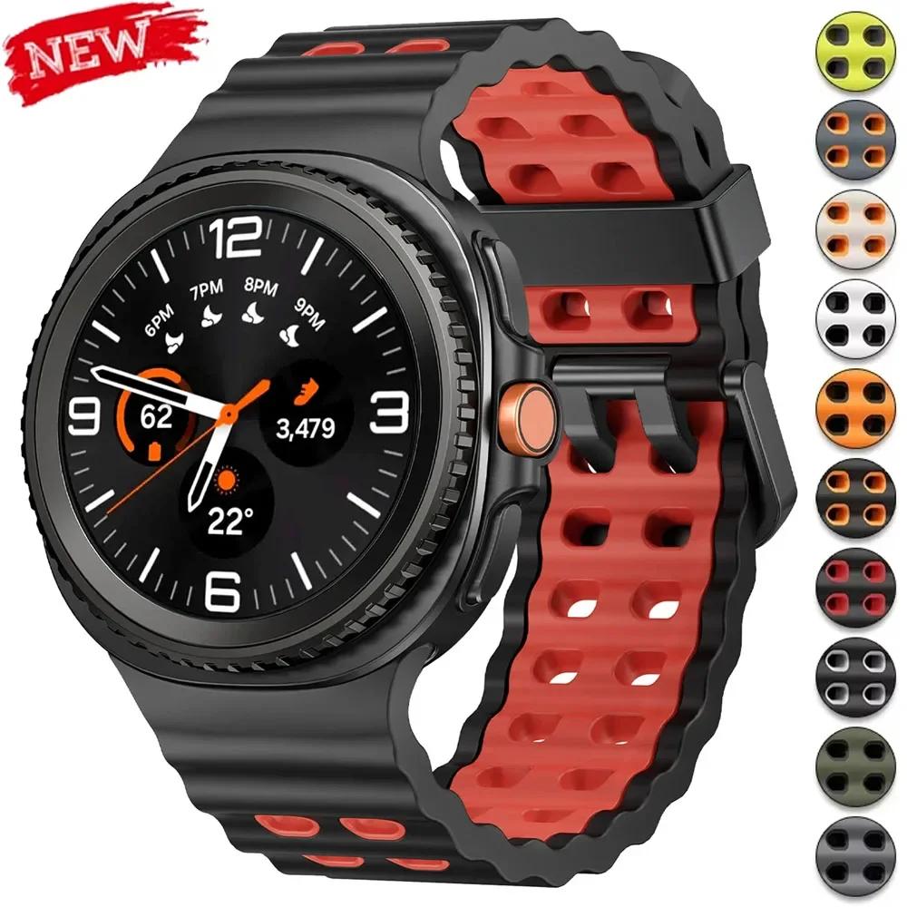 

Two-Tone Marine Strap for Samsung Galaxy Watch 8 40mm 44mm Sport Silicone Band Bracelet for Galaxy Watch 8Classic 46MM Watchband