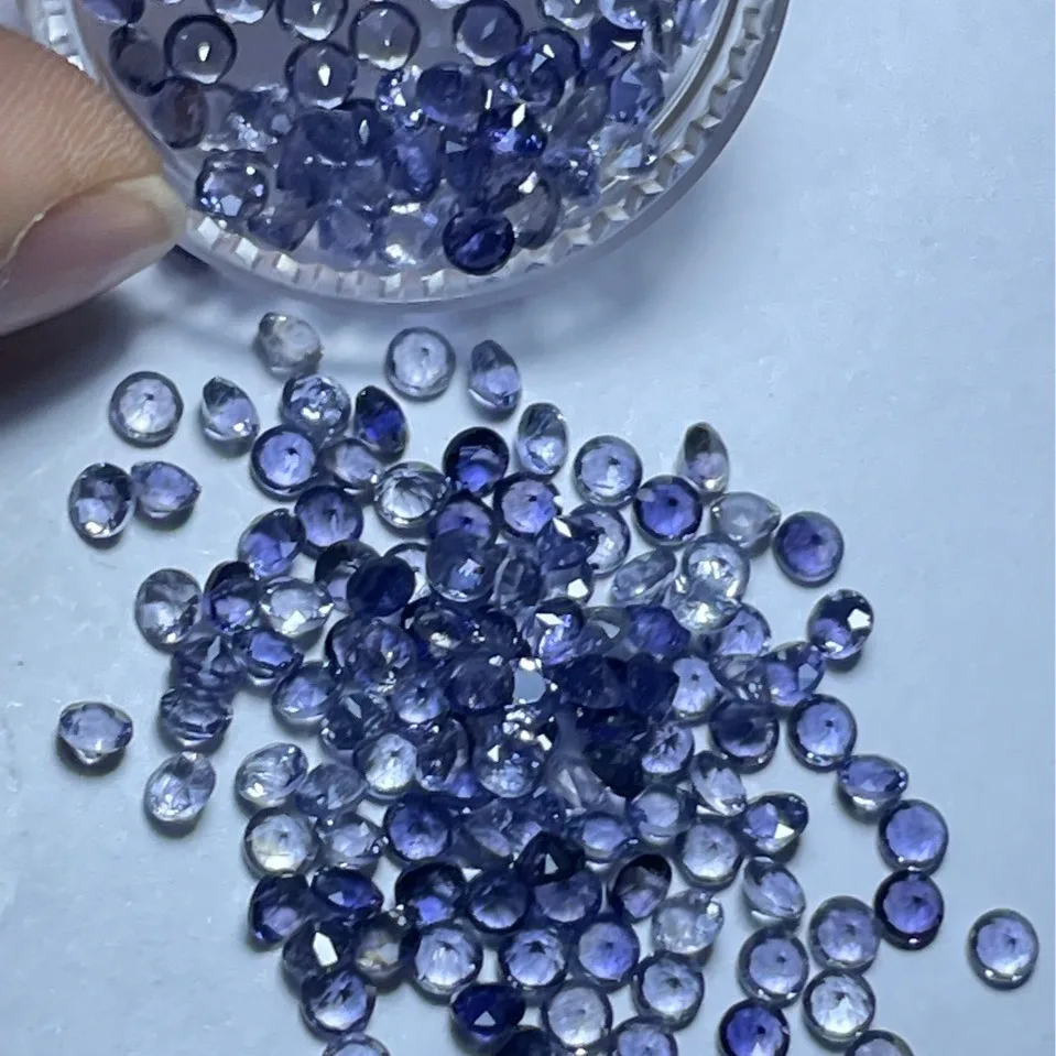 Vente en gros d'usine : Pierres précieuses d'iolite naturelles 100 % véritables, rondes, en vrac, pour la création de bijoux