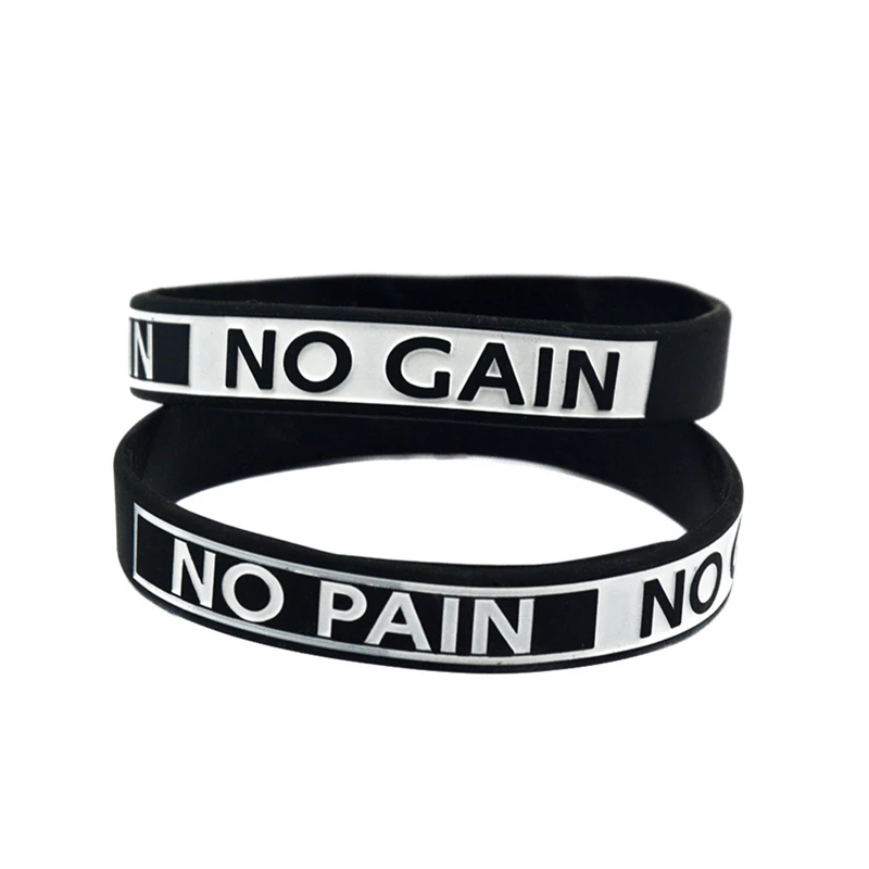 50 Stück Motivierende Fitness-Gummibänder, 1/2 Zoll breit, „No Pain No Gain“-Silikonarmbänder, 4 Farben erhältlich – Detail 8