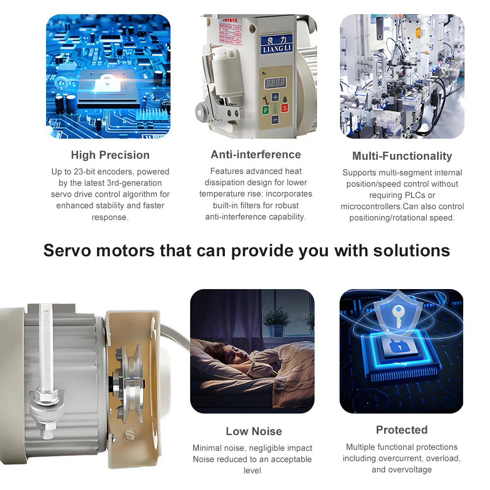 Energy-Saving 220V Servo Motor for Industrial Sewing Machine Direct-Drive Flat Design with Digital Control Panel