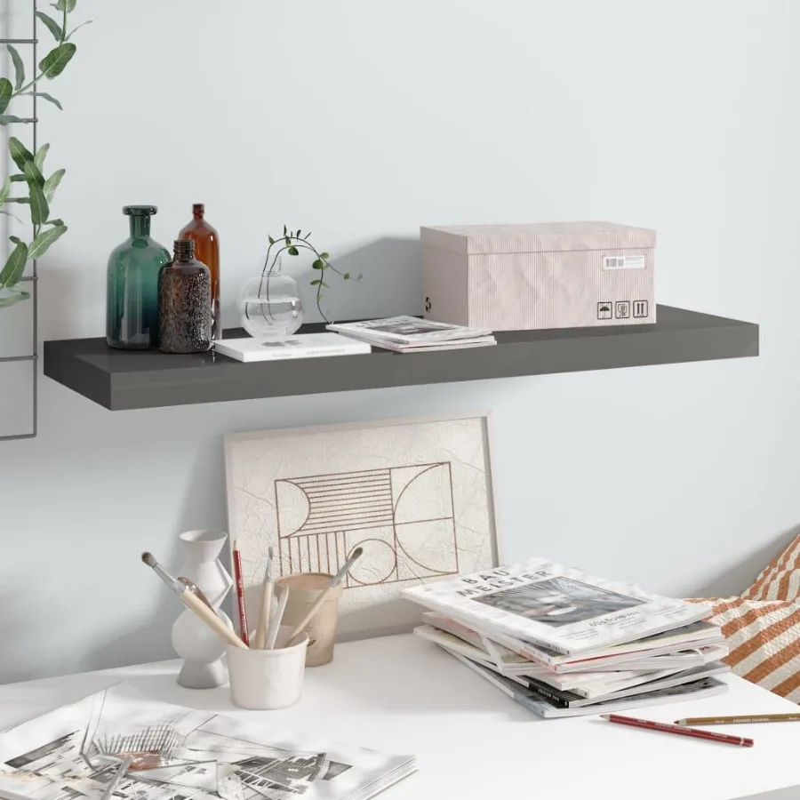 

Floating Wall Shelf High Gloss Gray 31.5x9.3x1.5 MDF