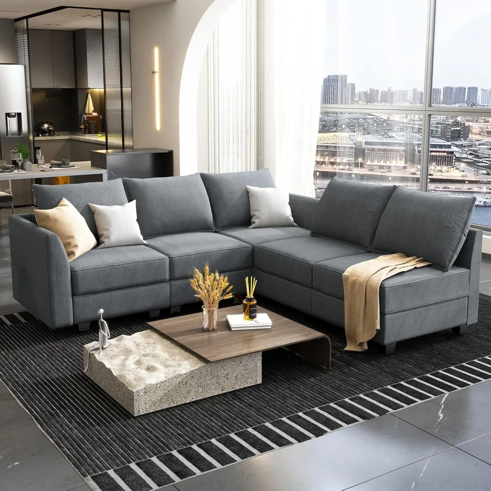 

Reversible Sectional Sofa Modern Modular Sectional Couch with Chaise L Shaped Corner Sectional 5 Seater Modular Sofa with Stora