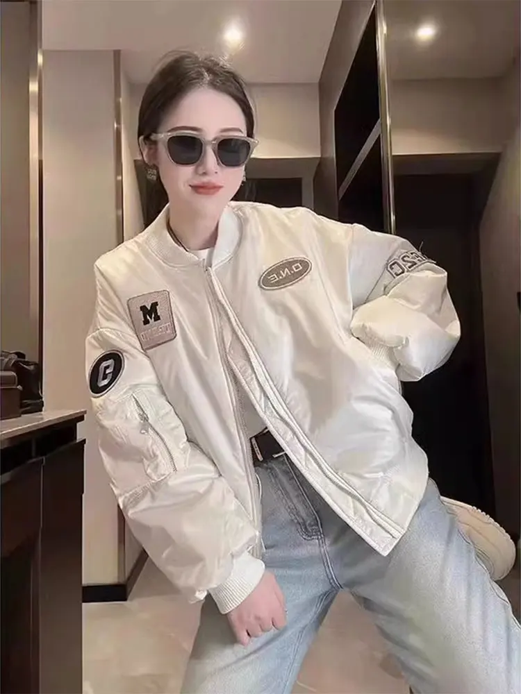 thiened-コットン野球ジャケット-レディース-オルト-フライト-スレ-春秋新作-暖かい通勤用-ルーズフィット-ジッパーデザイン