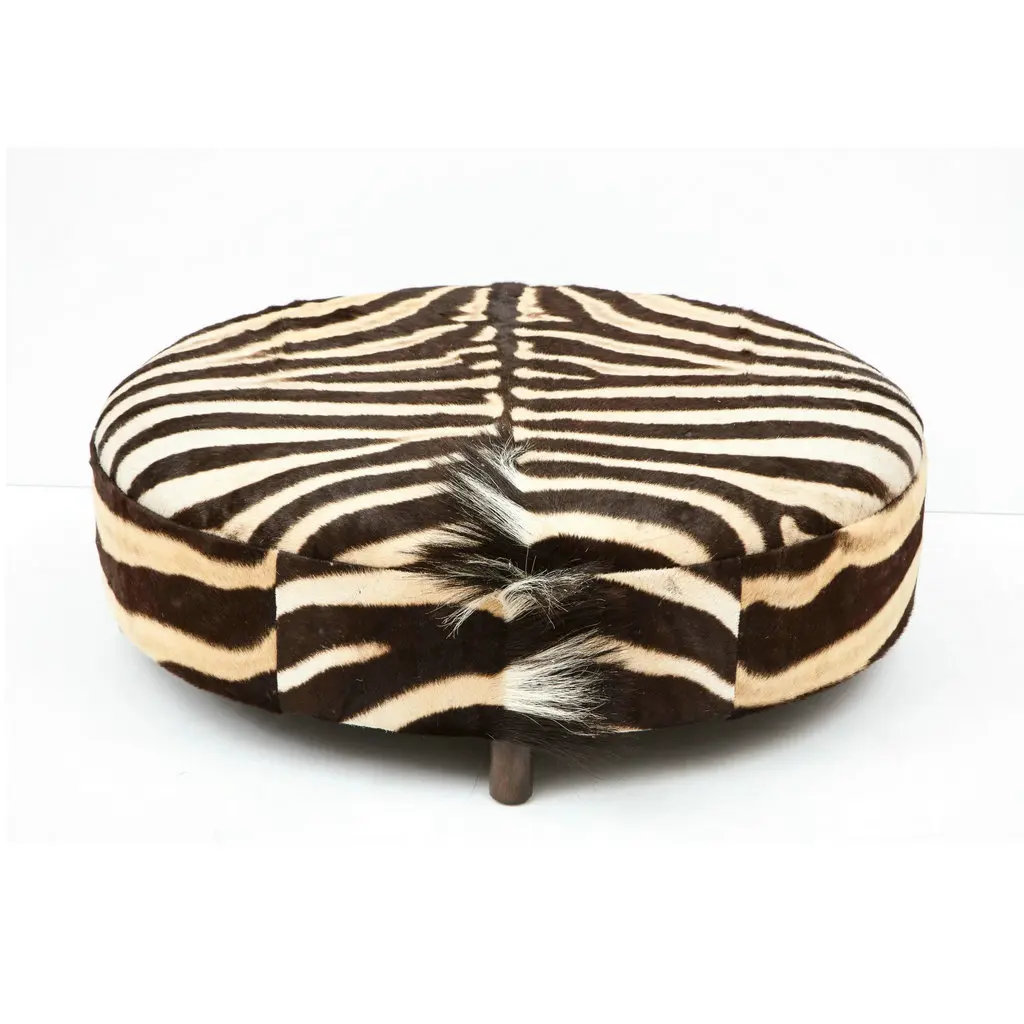 

#Contemporary Handmade Large Round zebra Ottoman Functional Space Saving Storage Bench Stool Luxury Coffee Table for Living Room