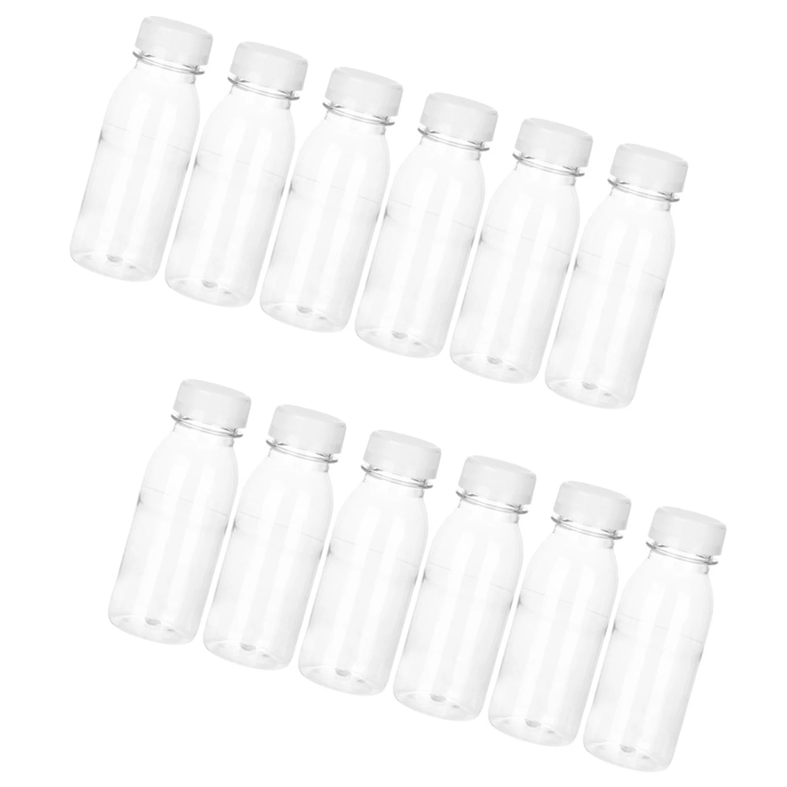 

12Pcs Plastic Bottles with Caps Clear Juice Packaging Bottle Portable Fruit Tea Milk Storage with Caps