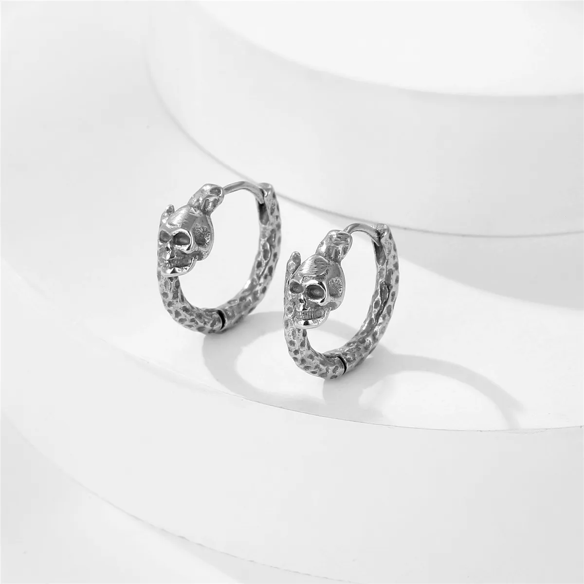 Punk Skull Earrings Set Stainless Steel Earrings 2025 Jewelry Accessories Piercing Hoops