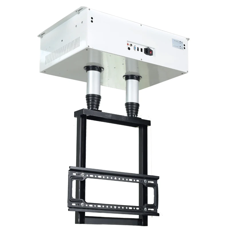 32-70 Inch Adjustable Motorized Ceiling TV Mount Aluminium Alloy Construction Quiet Operation for Flat/Roof/Sloping Ceiling