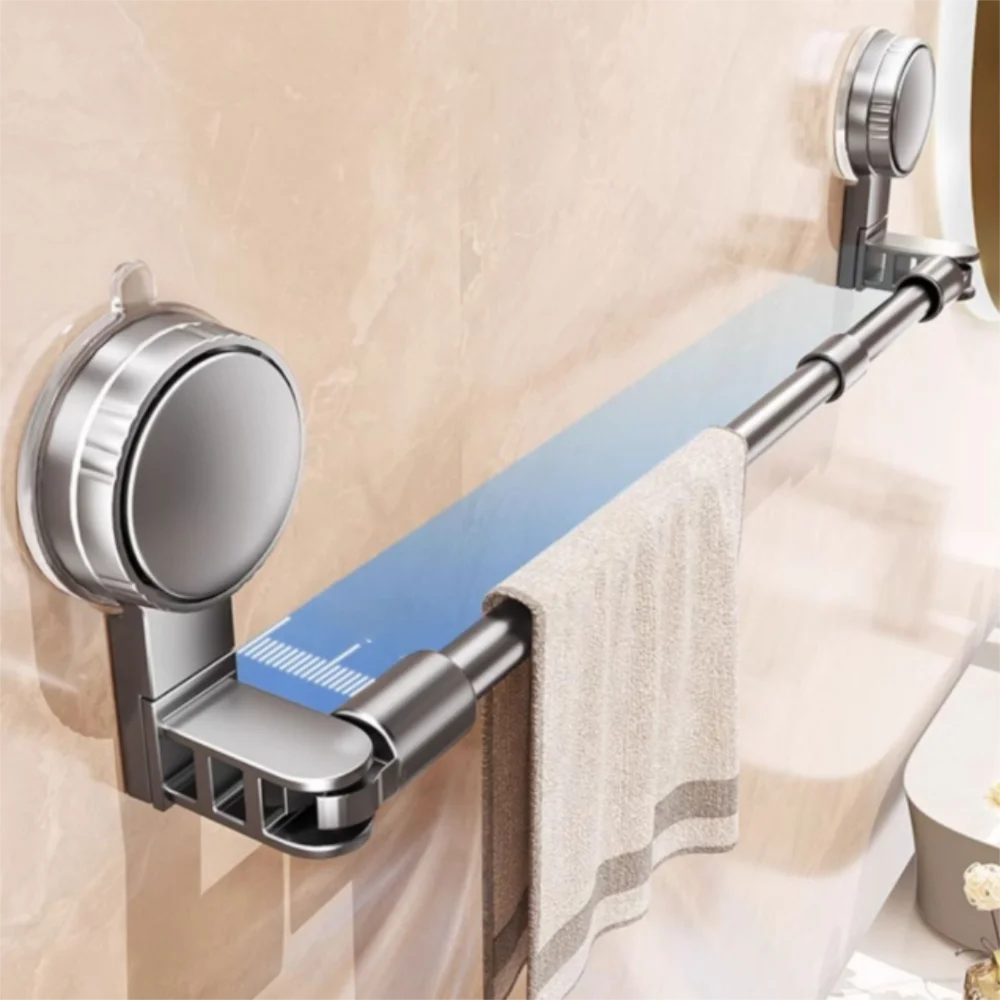 

Retractable Suction Cup Towel Pole Wall Mounted Single-rod Bathroom Towel Rack Towel Hanger Nail Free Installation