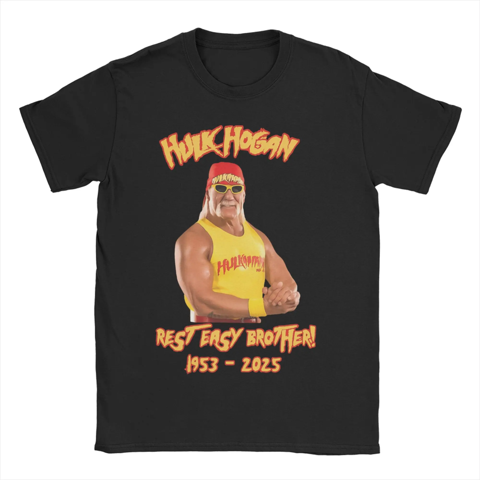 

Мужские и женские футболки Hulk Hogan, забавные хлопковые футболки с короткими рукавами, Hulkamania Lives Forever, футболки с круглым вырезом, одежда больших размеров