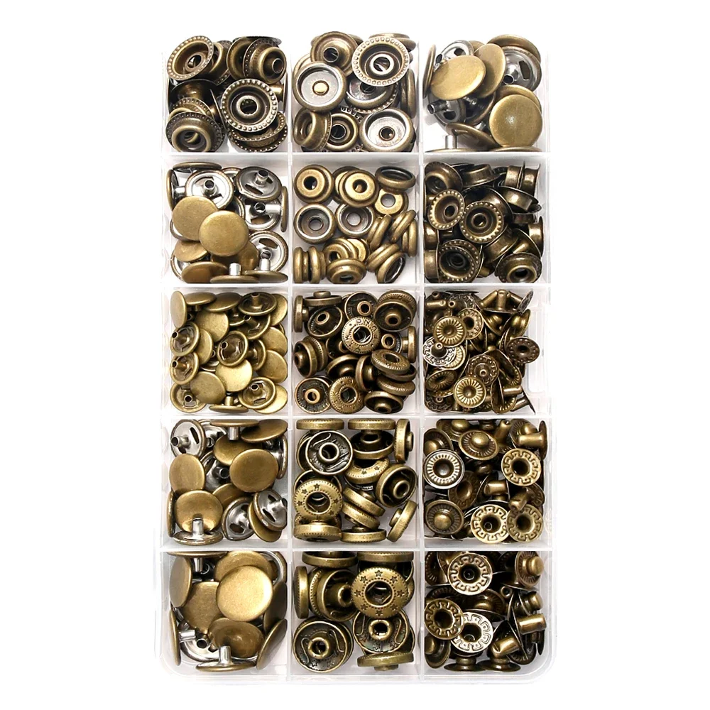 24-150set/box Metal Snap Fasteners Button Stainless Steel 633# Snap Buttons Sewing Accessories for Clothing Jacket Leather Craft