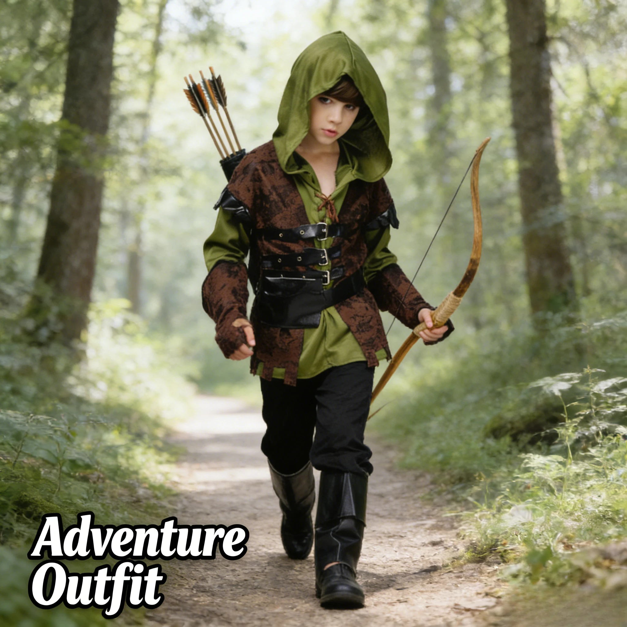

Детский костюм лучника-разбойника для мальчиков, наряд охотника для карнавала, Хэллоуина, сценических выступлений, косплея