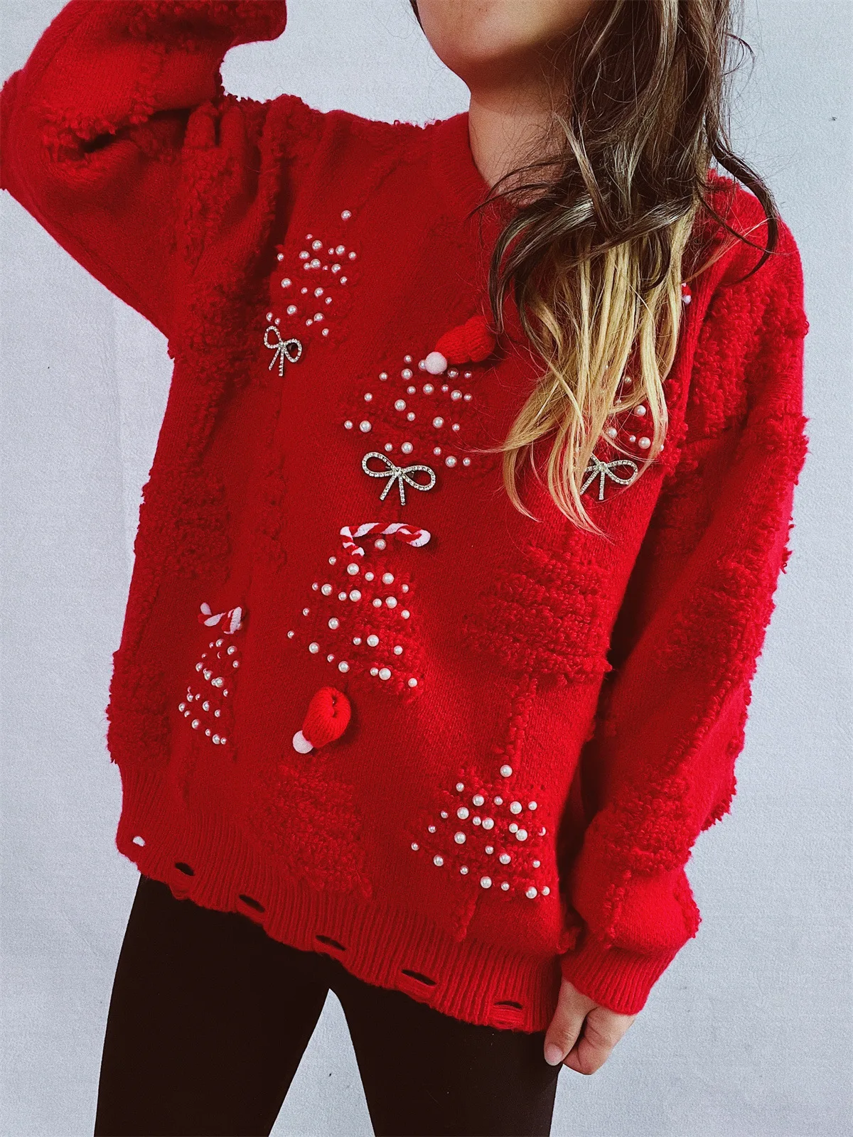 

New Knitwears Christmas Pullover Winter Christmas Theme SweaterLong Sleeve Print Decorative Pullover Sweater Woman Clothes