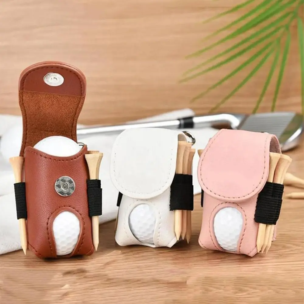 Portable Golf Ball Pouch PU Leather Waterproof Golf Waist Holder Bag Waist-Hanging Lightweight Mini Golf Ball Bag Outdoor Golf