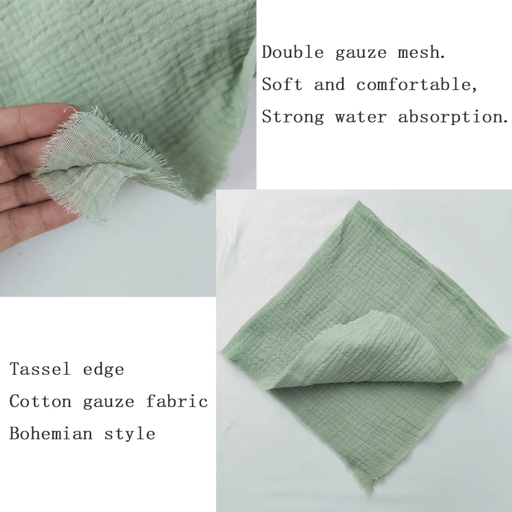 Gauze Cotton Napkins 42x42cm Tassels Two-layer Fold Tea Towel Village Serviette for Wedding Decoration Baby Show Party