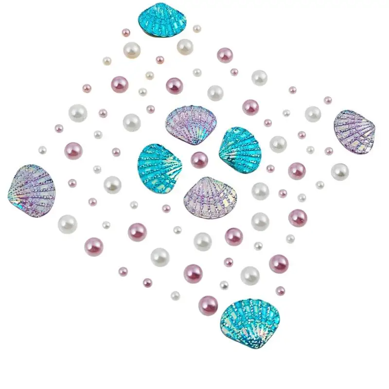 1 Blatt glitzernde Meerjungfrauen-Strass-Temporäre Tattoos, 3D-Traum-Muschel-Perlen-Gesichtsaufkleber, DIY-Körperkunst-Bühnen-Make-up-Tool – Detail 10