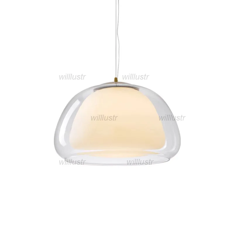 

Metal Glass Pendant Light Creamy Style Suspension Lamp Hotel Cafe Bar Dining Room Creative Jelly Hanging Ceiling Chandelier