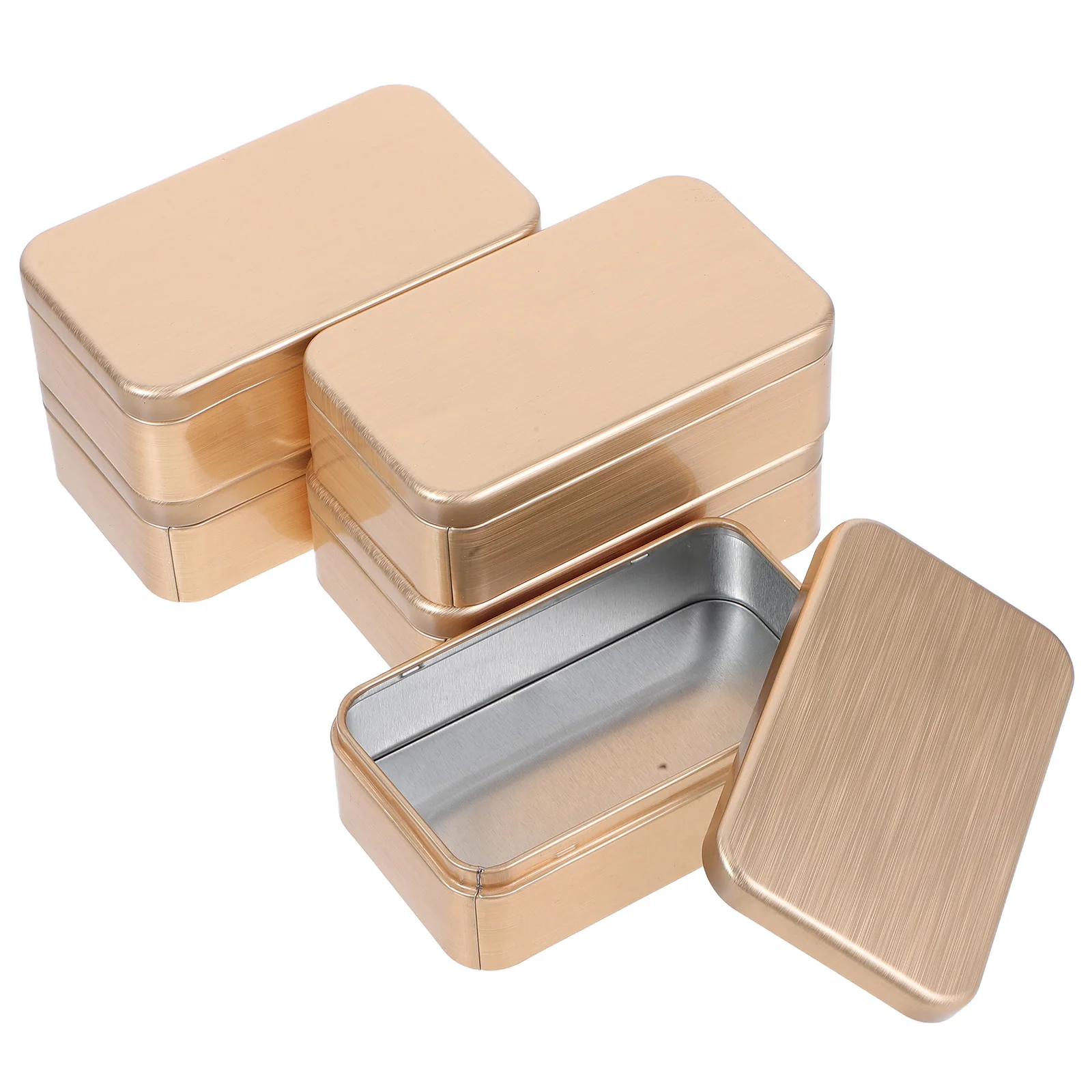 

5pcs Square Brushed Iron Boxes Tinplate Storage Containers for Beads Coins Jewelry Pills Loose Tea Coffee Decorative Small Tins