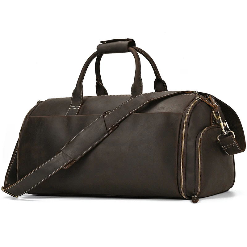 Newsbirds Leather Suit Bag For Men Travel Man Folding Suit Bag Luggage Duffel Bag For Suits Jacket Shoes Weekend Bag Men Male