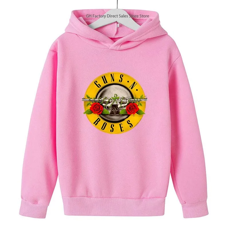 Kids Famous Rock Band Print Spring Autumn Leisure Hooded Sweatshirts 2-13 Years Boys Girls Casual Outfits Children Top Clothes