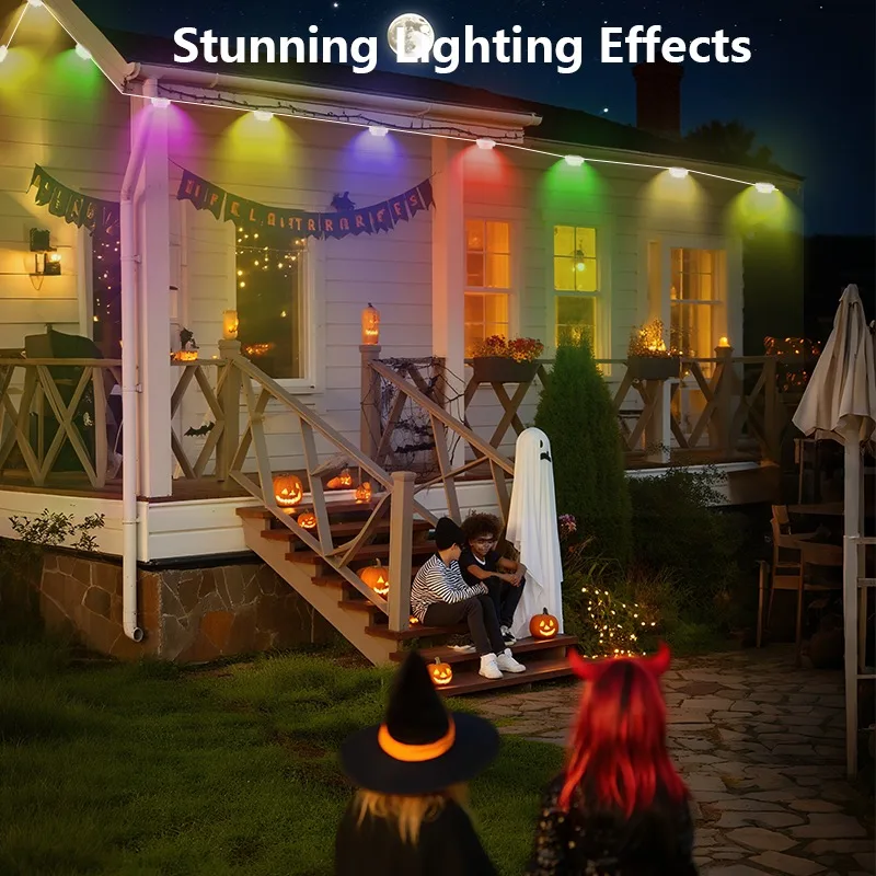 أضواء خارجية دائمة، أضواء خارجية 300FT RGB لديكور المنزل، إضاءة الطنف الذكية، مزامنة الموسيقى، التطبيق/الصوت/التحكم عن بعد #5