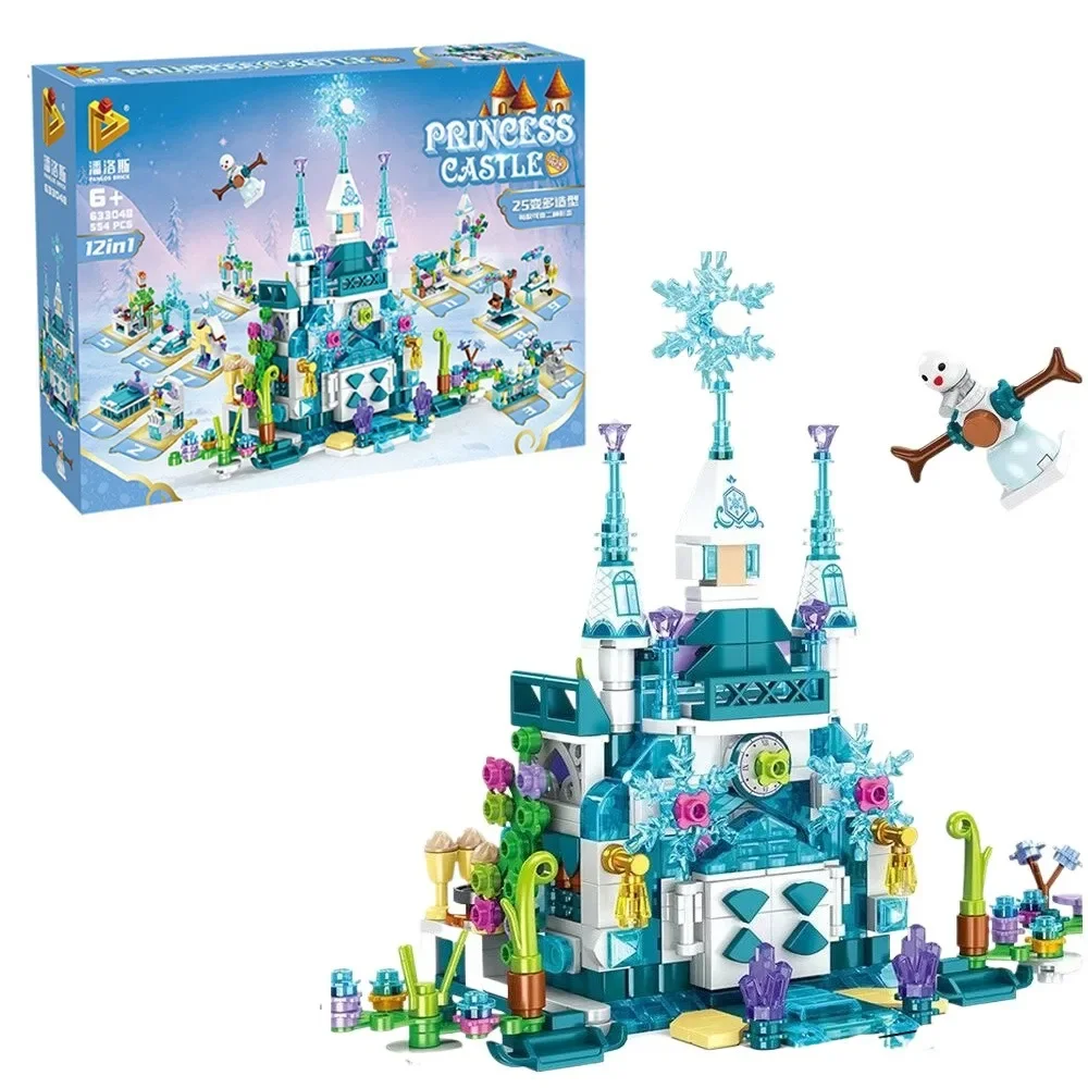 

Ice Snow Castle Building Blocks 12 in 1 Fairy Tale Princess Amusement Park Assembly Model Puzzle Toy Children's Birthday Gifts