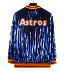 New European American Hip Hop Street Women Sequined Jacket Long Sleeves Baseball Bomber Zipper Top Blue Outerwear Drop Shipping