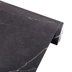 2Meters PVC Thick Black Marble Matte Wallpaper Self-Adhesive Kitchen Oilproof Desktop Rock Slab Countertop Refurbishment Sticker