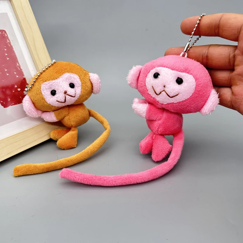 Clé de beurre de singe à longue queue de dessin animé pour enfants, jouet en peluche JOPendant, porte-clés, accessoires de sac à dos, cadeau pour enfants