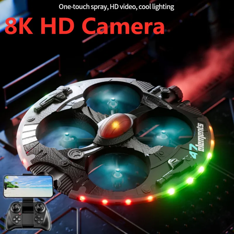 Mini 8K WIFI FPV Rc Drone Light Spray Headless Mode Helicopter 360° Flip RC Quadcopter 8K HD Camera Toys Drone For Kid Gift Toys