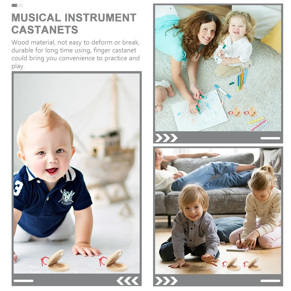 

12Pcs Wooden Castanets Small Finger Rhythm Music Instrument for Kids Early Development Music Practice