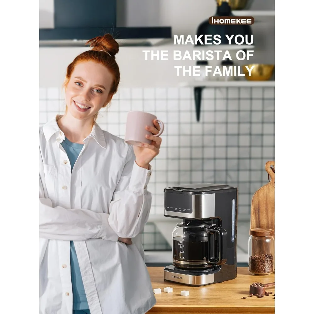 Caffettiera gocciolante programmabile da 12 tazze, macchina da caffè con funzione caffè freddo, touch screen, preparazione regolare e forte
