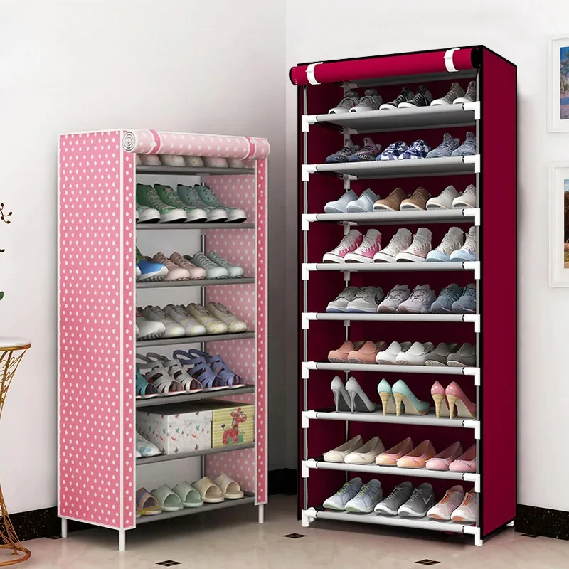 

Simple Shoe Cabinet Non-Woven Dustproof Shoe Rack Thickened And Raised Combination Storage Organizer For Household