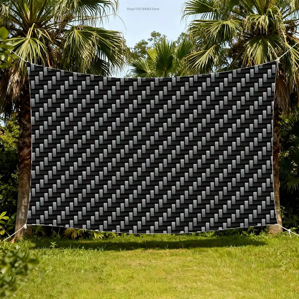 

Canvas Print Carbon Fiber Pattern Flag Tapestry Banner For Bedroom Outdoor Living Room Restaurant Bar Wall Decor Party