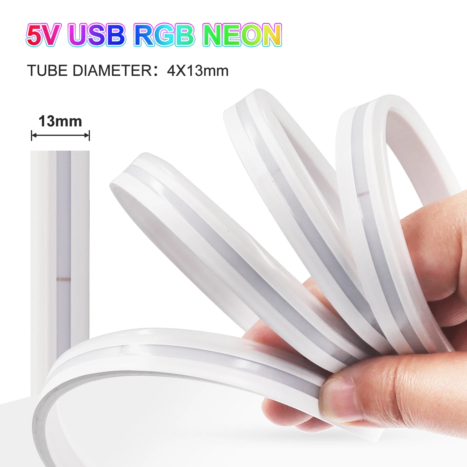5V USB RGB Neon Strip Light with Switch Music Sync Controller Waterproof LED Strip Flexible Neon Tape Ribbon 1M 2M 3M 4M 5M