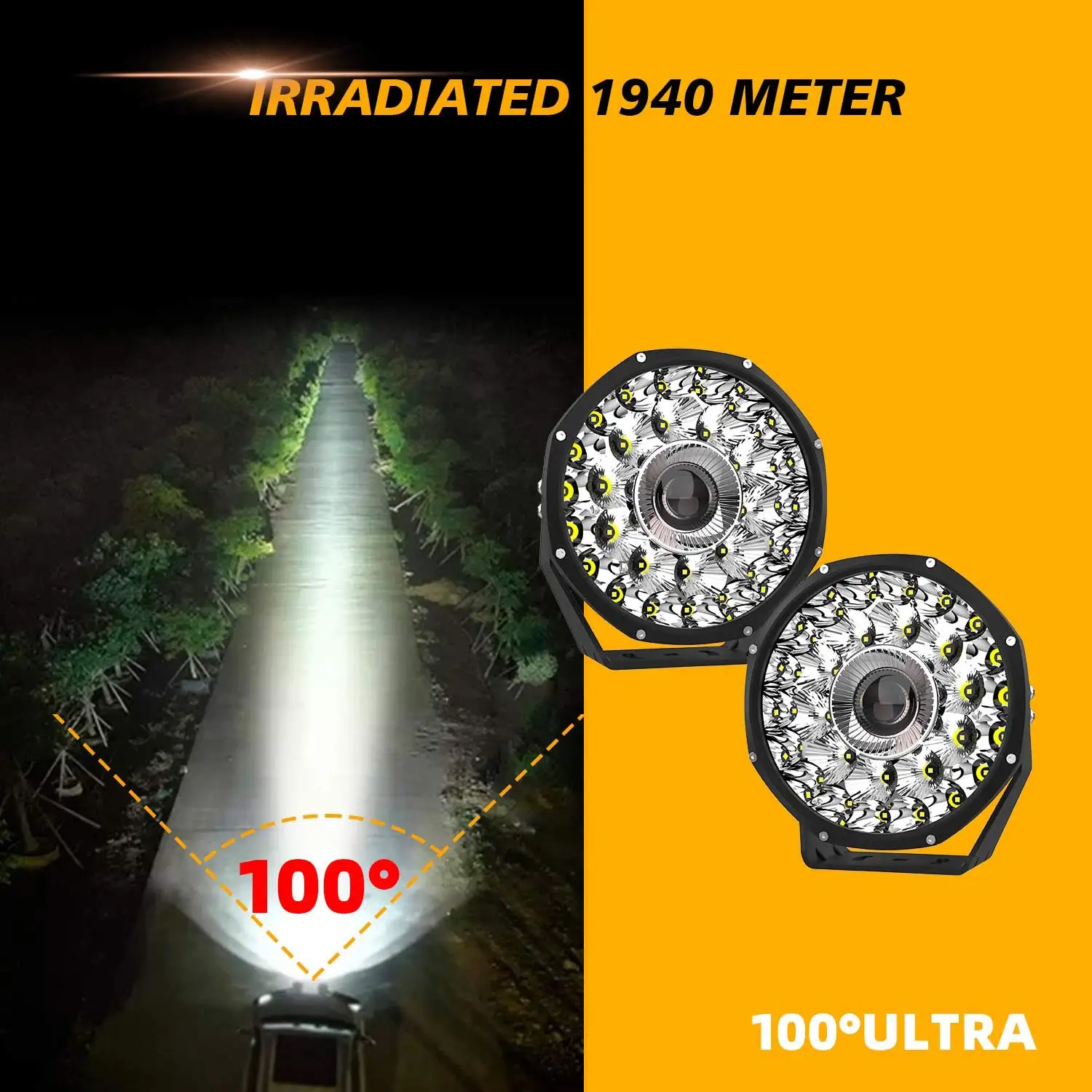 7 inch Round LED Offroad Laser Light Super Bright LED Work Light Bar Driving Lights Spotlight for Trucks Pickup ATV UTV SUV