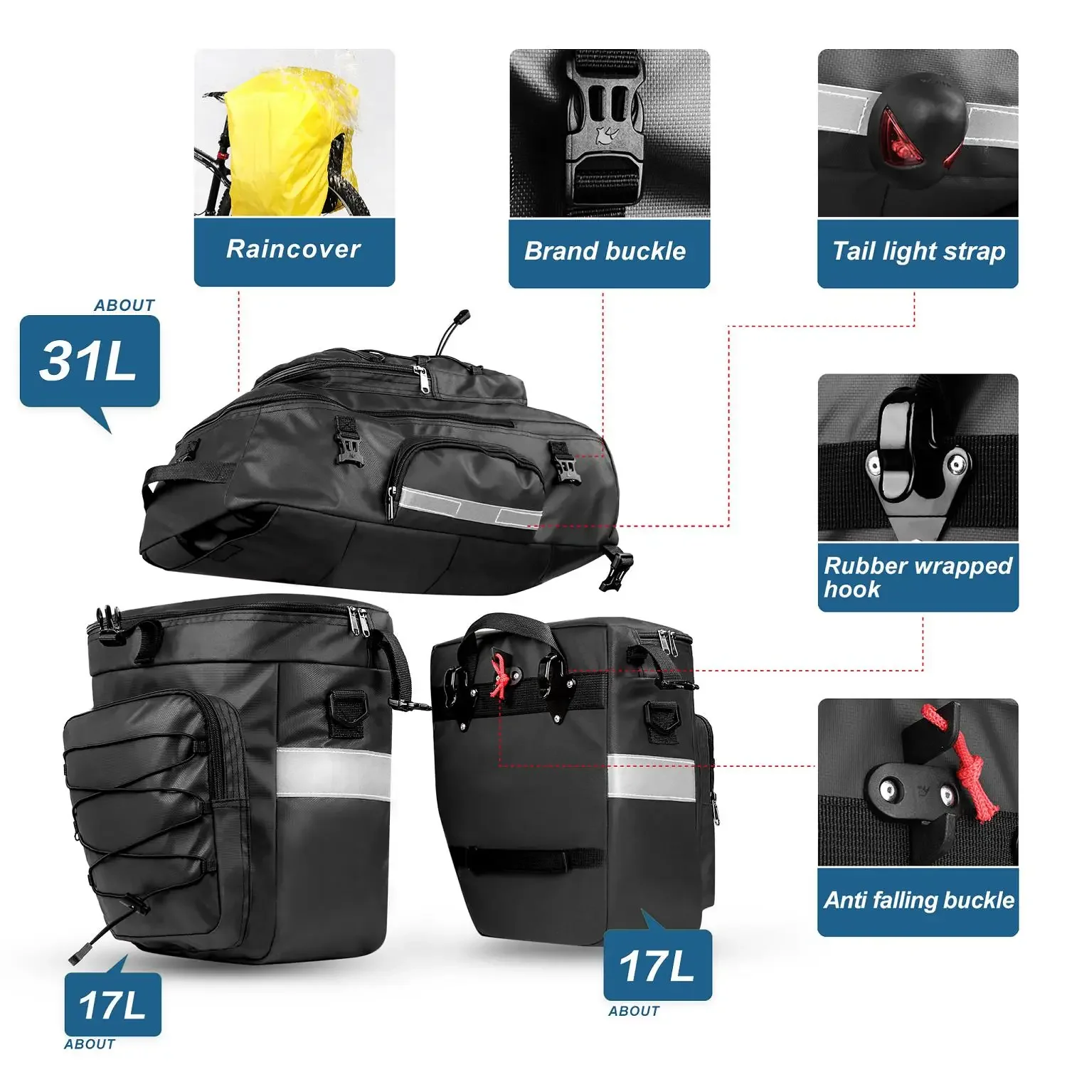 Upgrade Bike Bag Bike Pannier Rear Set For Bicycle Cargo Rack Big Saddle Bag Packing Laptop Pannier Rack Bicycle Bag